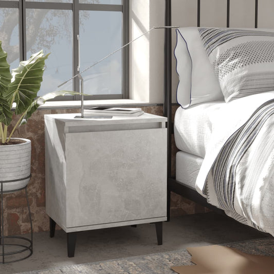 805842 vidaXL Bed Cabinets with Metal Legs Concrete Grey 40x30x50 cm