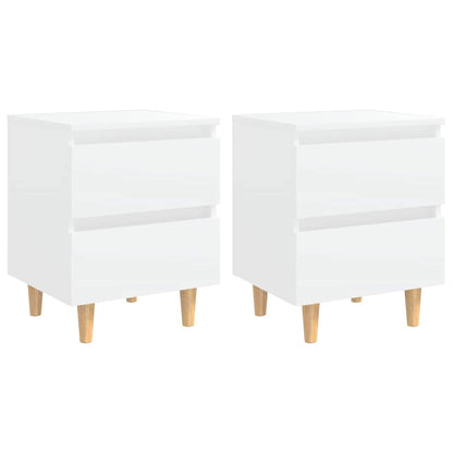 805852 vidaXL Bed Cabinets with Solid Pinewood Legs 2 pcs White 40x35x50 cm