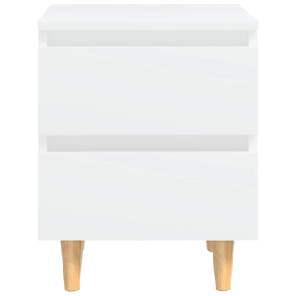 805852 vidaXL Bed Cabinets with Solid Pinewood Legs 2 pcs White 40x35x50 cm