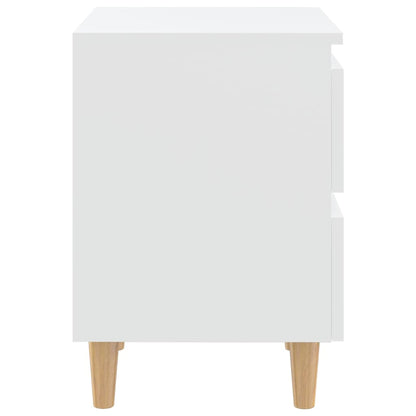 805852 vidaXL Bed Cabinets with Solid Pinewood Legs 2 pcs White 40x35x50 cm