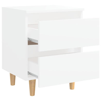 805852 vidaXL Bed Cabinets with Solid Pinewood Legs 2 pcs White 40x35x50 cm