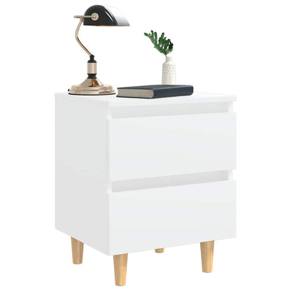 805852 vidaXL Bed Cabinets with Solid Pinewood Legs 2 pcs White 40x35x50 cm