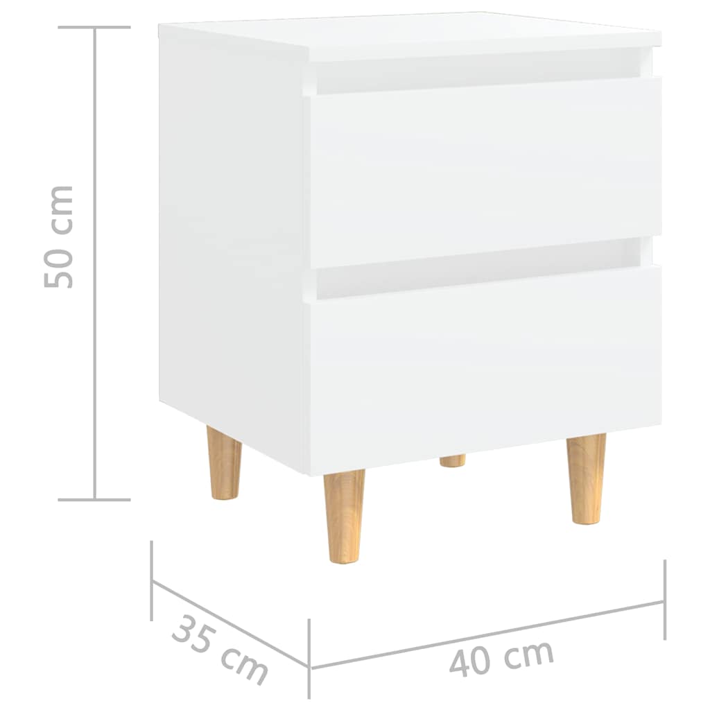 805852 vidaXL Bed Cabinets with Solid Pinewood Legs 2 pcs White 40x35x50 cm