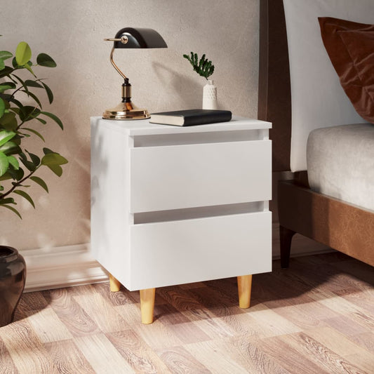 805852 vidaXL Bed Cabinets with Solid Pinewood Legs 2 pcs White 40x35x50 cm