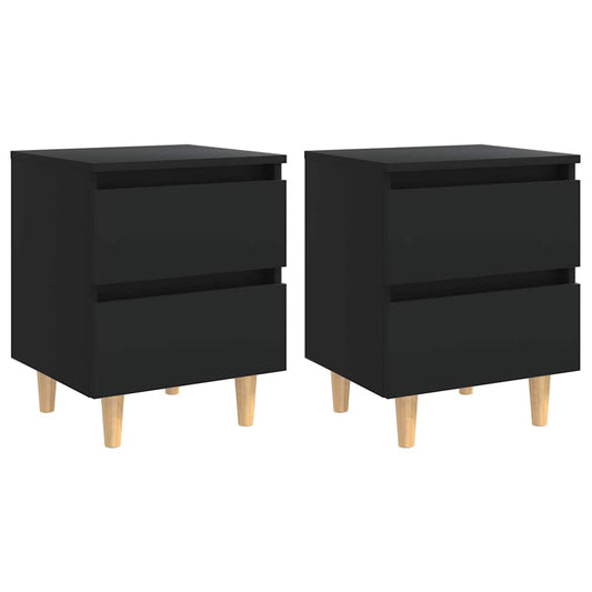 805854 vidaXL Bed Cabinets with Solid Pinewood Legs 2 pcs Black 40x35x50 cm