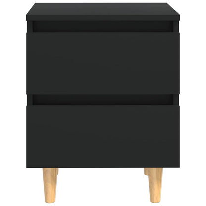 805854 vidaXL Bed Cabinets with Solid Pinewood Legs 2 pcs Black 40x35x50 cm