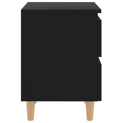 805854 vidaXL Bed Cabinets with Solid Pinewood Legs 2 pcs Black 40x35x50 cm