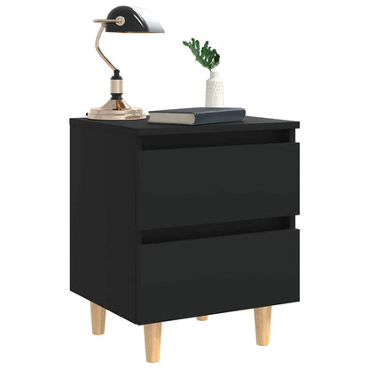 805854 vidaXL Bed Cabinets with Solid Pinewood Legs 2 pcs Black 40x35x50 cm