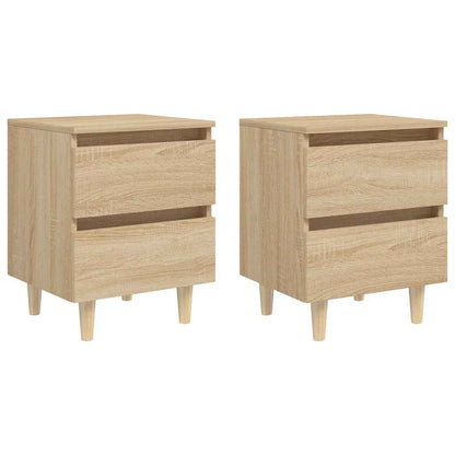 805858 vidaXL Bed Cabinets & Solid Pinewood Legs 2 pcs Sonoma Oak 40x35x50 cm