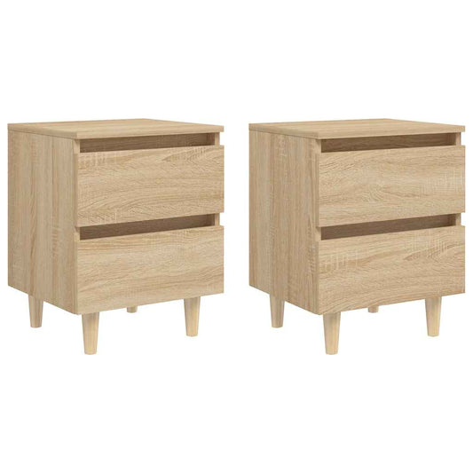 805858 vidaXL Bed Cabinets & Solid Pinewood Legs 2 pcs Sonoma Oak 40x35x50 cm
