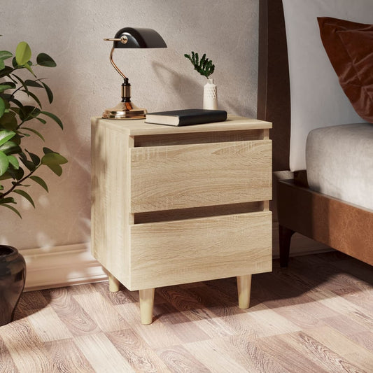 Bed Cabinet | Set of 2 | Sonoma Oak | Engineered wood, Solid pinewood