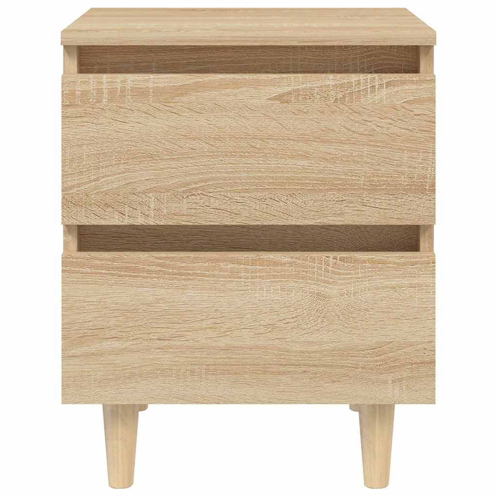 805858 vidaXL Bed Cabinets & Solid Pinewood Legs 2 pcs Sonoma Oak 40x35x50 cm
