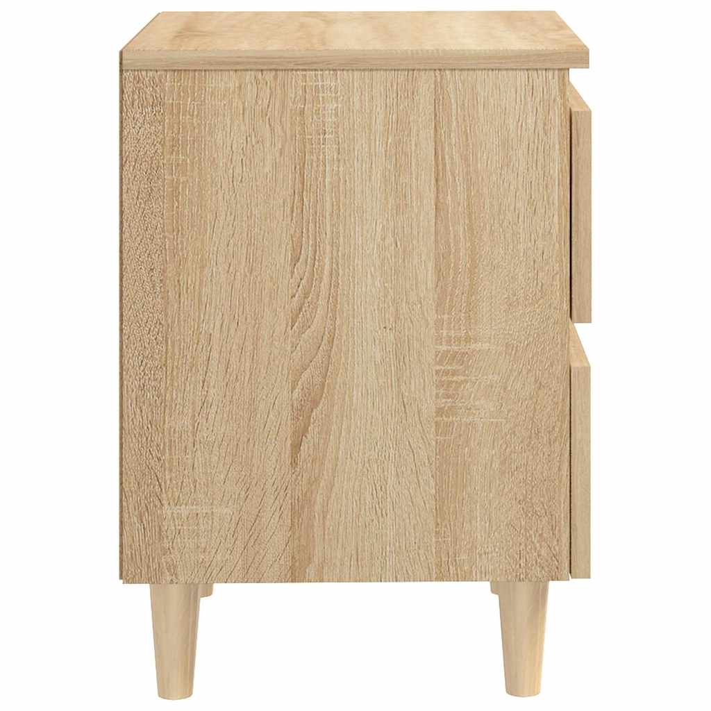 805858 vidaXL Bed Cabinets & Solid Pinewood Legs 2 pcs Sonoma Oak 40x35x50 cm