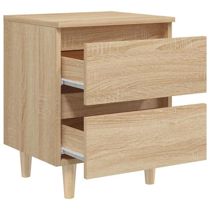 805858 vidaXL Bed Cabinets & Solid Pinewood Legs 2 pcs Sonoma Oak 40x35x50 cm
