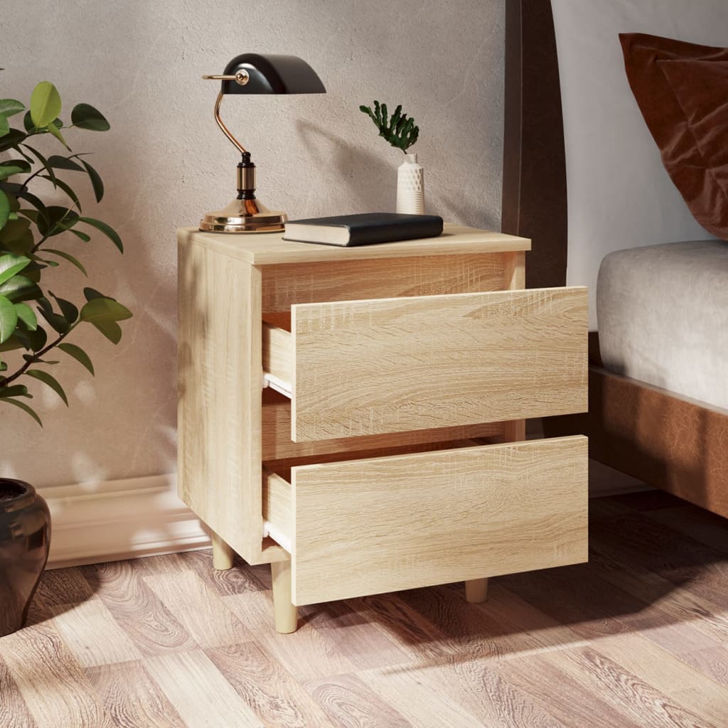 Bed Cabinet | Set of 2 | Sonoma Oak | Engineered wood, Solid pinewood