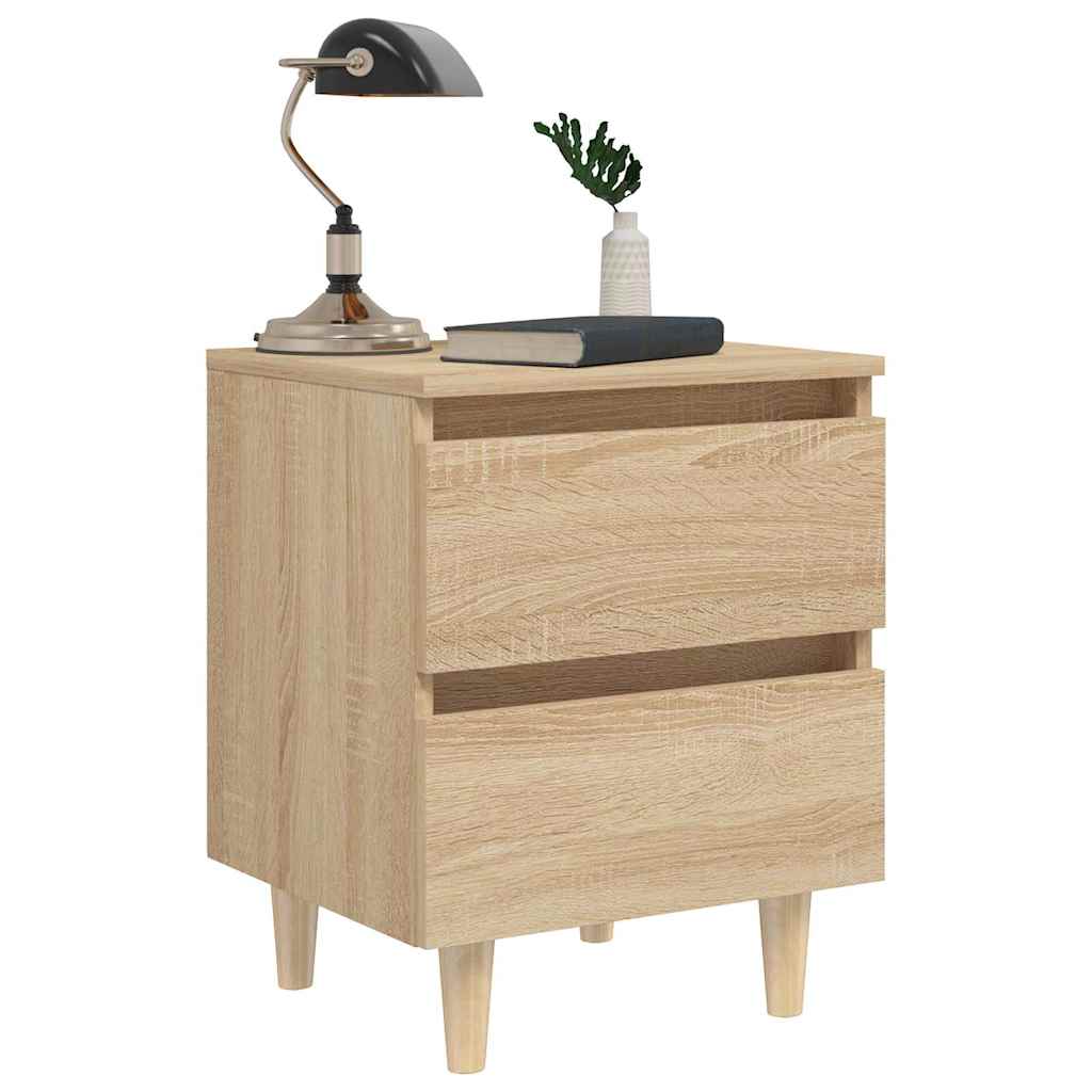 805858 vidaXL Bed Cabinets & Solid Pinewood Legs 2 pcs Sonoma Oak 40x35x50 cm