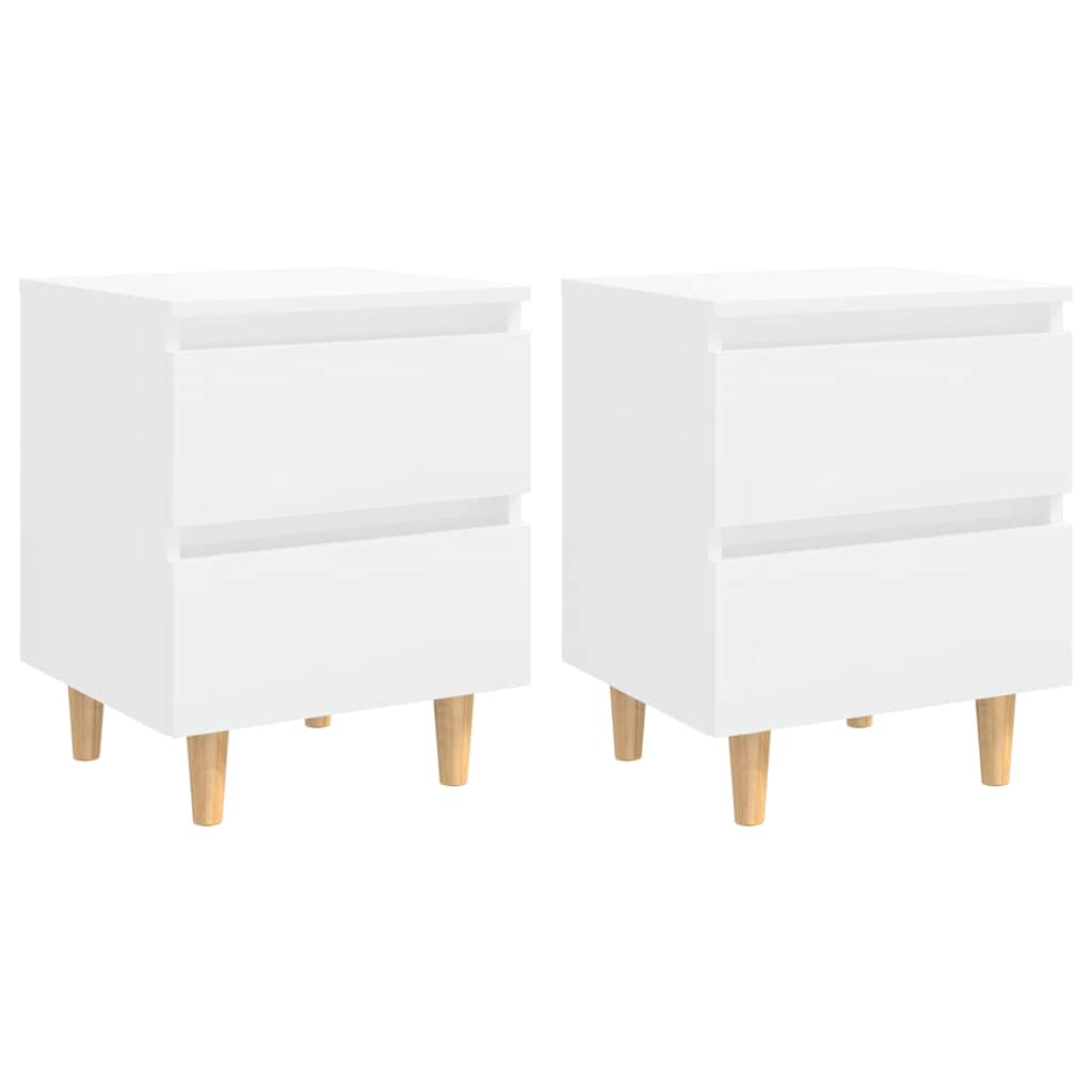805864 vidaXL Bed Cabinets & Pinewood Legs 2 pcs High Gloss White 40x35x50cm