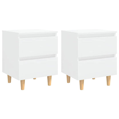 805864 vidaXL Bed Cabinets & Pinewood Legs 2 pcs High Gloss White 40x35x50cm