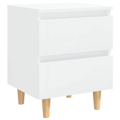 805864 vidaXL Bed Cabinets & Pinewood Legs 2 pcs High Gloss White 40x35x50cm