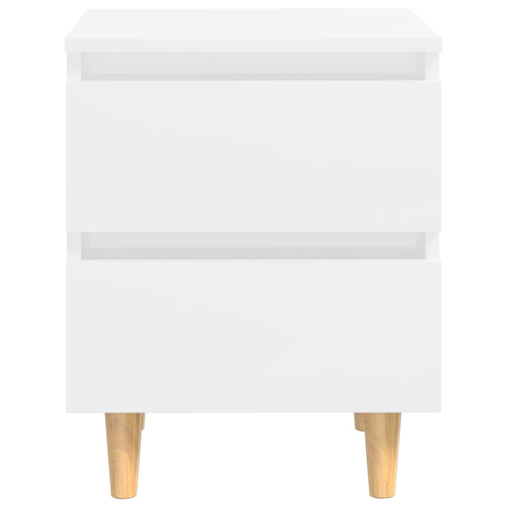 Bed Cabinet | Set of 2 | Glossy White | Engineered Wood, Solid Pinewood