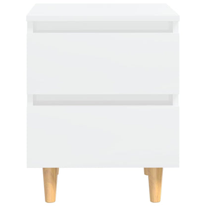 Bed Cabinet | Set of 2 | Glossy White | Engineered Wood, Solid Pinewood