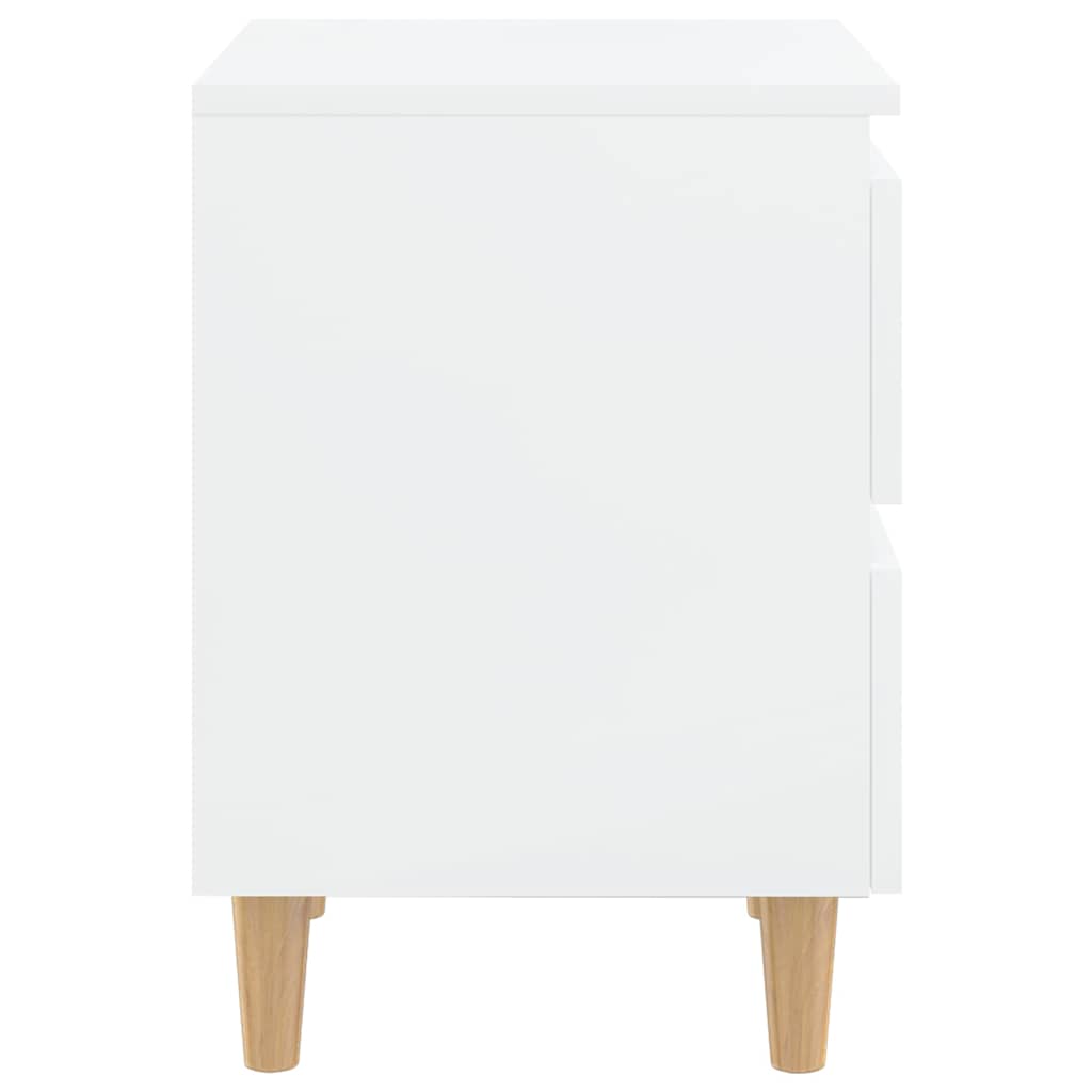 805864 vidaXL Bed Cabinets & Pinewood Legs 2 pcs High Gloss White 40x35x50cm