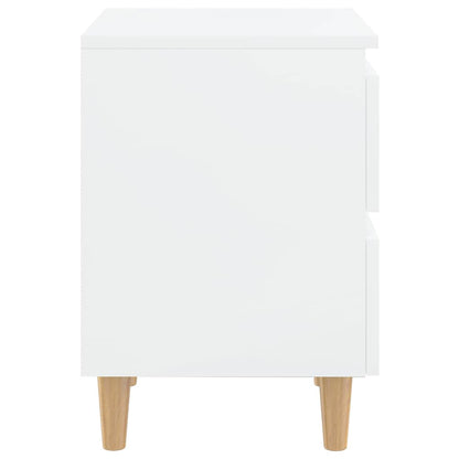 805864 vidaXL Bed Cabinets & Pinewood Legs 2 pcs High Gloss White 40x35x50cm