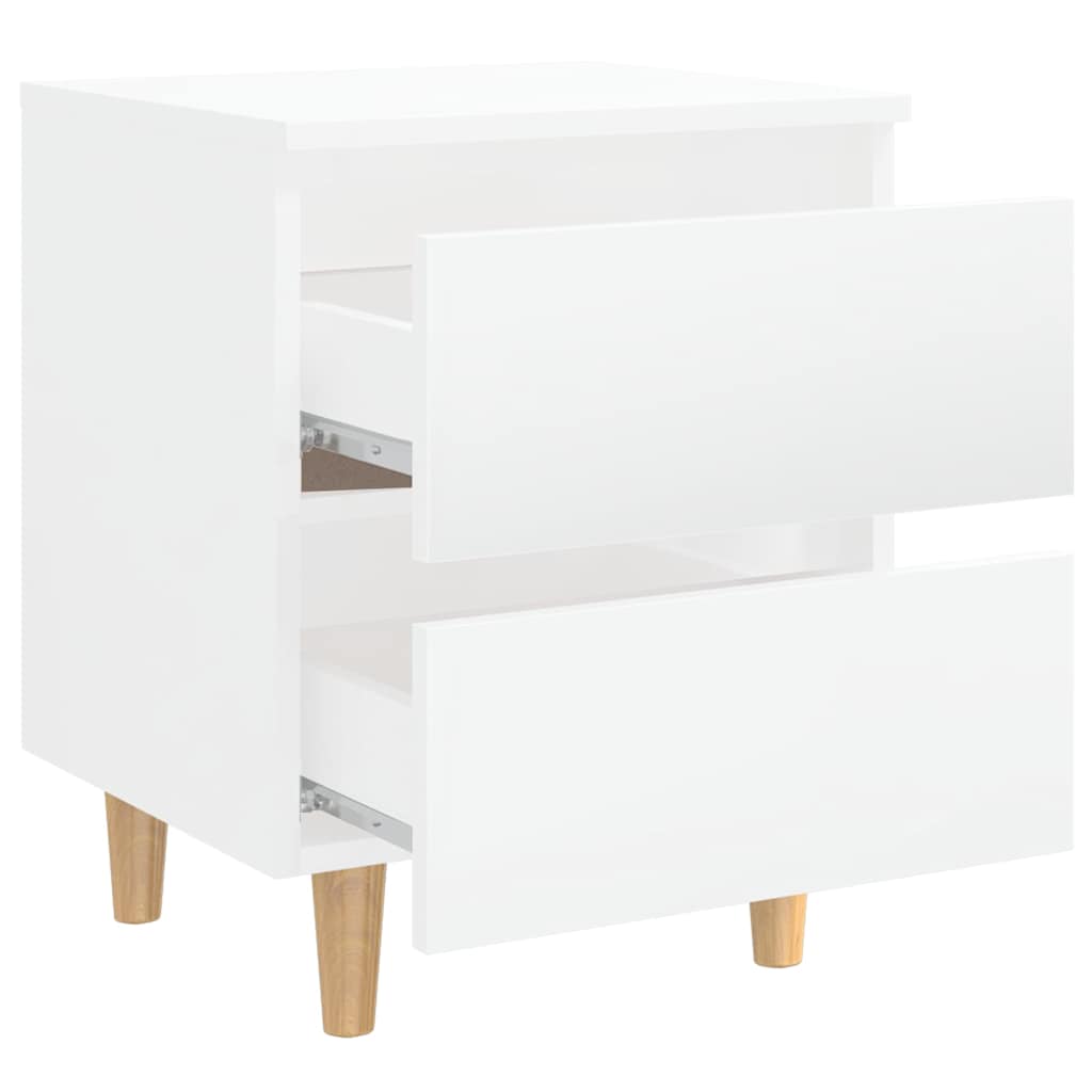 805864 vidaXL Bed Cabinets & Pinewood Legs 2 pcs High Gloss White 40x35x50cm
