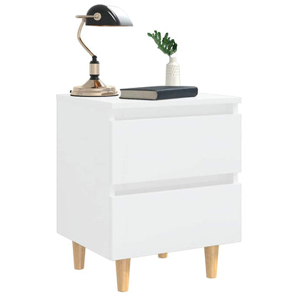 805864 vidaXL Bed Cabinets & Pinewood Legs 2 pcs High Gloss White 40x35x50cm