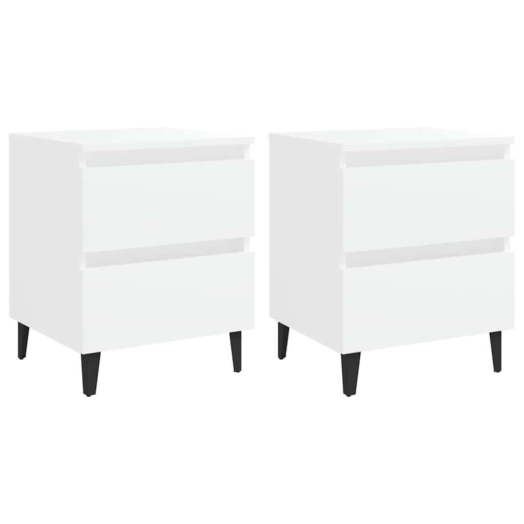 805870 vidaXL Bed Cabinets 2 pcs White 40x35x50 cm Engineered Wood