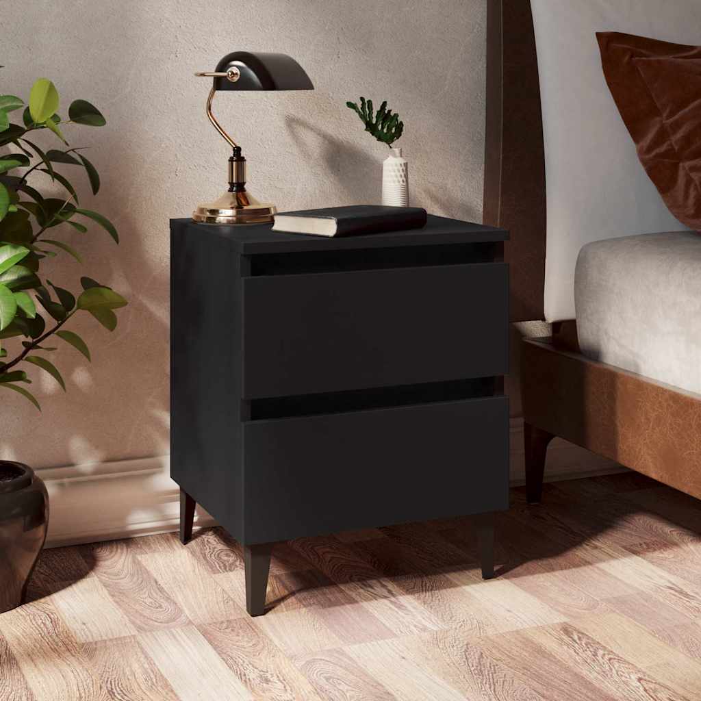 805871 vidaXL Bed Cabinet Black 40x35x50 cm Engineered Wood