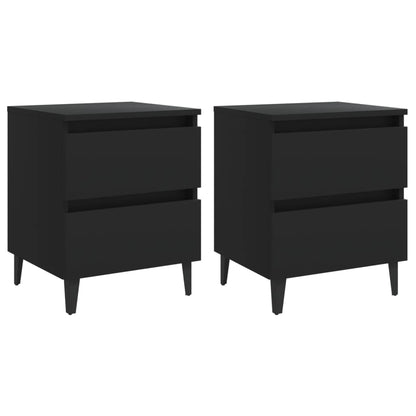 Bed Cabinet | Set of 2 | Black | Engineered wood | Bed Cabinet