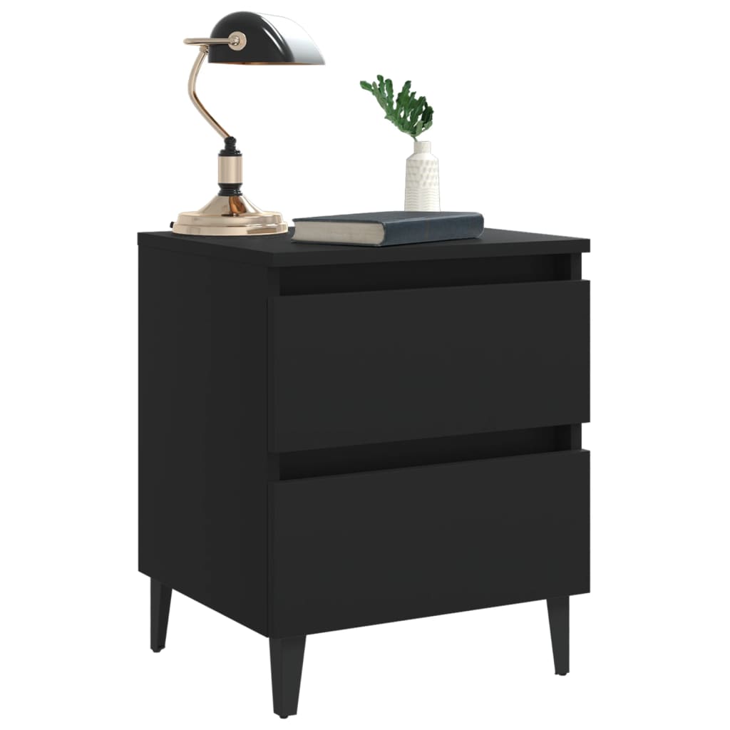 Bed Cabinet | Set of 2 | Black | Engineered wood | Bed Cabinet