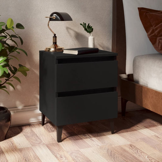 Bed Cabinet | Set of 2 | Black | Engineered wood | Bed Cabinet