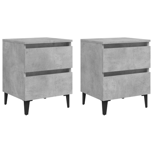 Bed Cabinet | Set of 2 | Concrete Grey | Engineered Wood | Bed Cabinet
