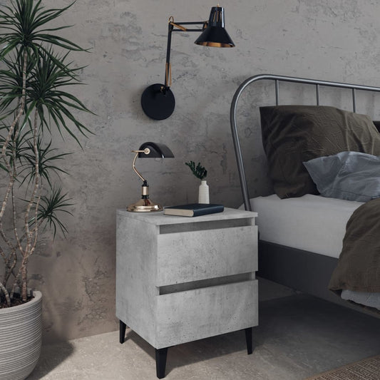 Bed Cabinet | Set of 2 | Concrete Grey | Engineered Wood | Bed Cabinet