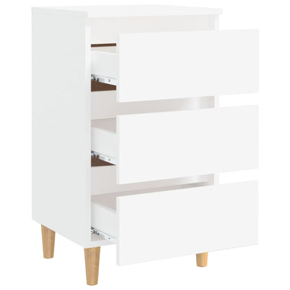 805887 vidaXL Bed Cabinet with Solid Wood Legs White 40x35x69 cm