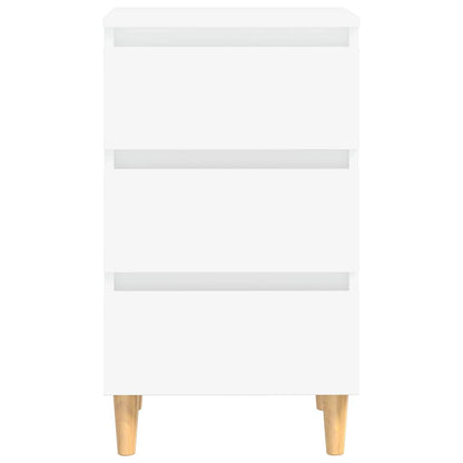 805887 vidaXL Bed Cabinet with Solid Wood Legs White 40x35x69 cm
