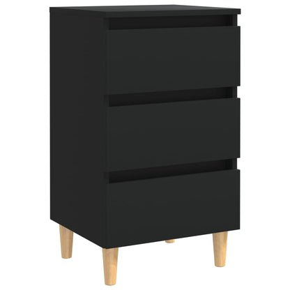 805889 vidaXL Bed Cabinet with Solid Wood Legs Black 40x35x69 cm