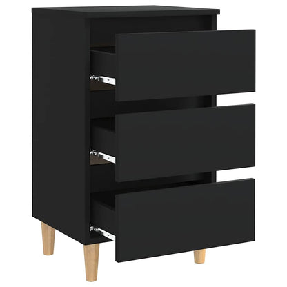 805889 vidaXL Bed Cabinet with Solid Wood Legs Black 40x35x69 cm