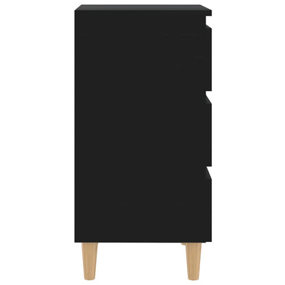 805889 vidaXL Bed Cabinet with Solid Wood Legs Black 40x35x69 cm