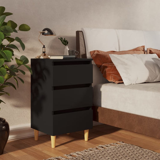 Bed Cabinet | Black | Engineered wood, solid eucalyptus wood | Medium