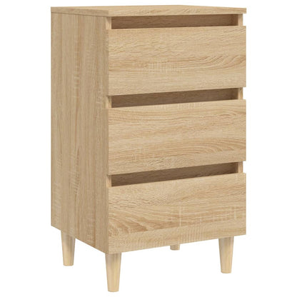 805893 vidaXL Bed Cabinet with Solid Wood Legs Sonoma Oak 40x35x69 cm