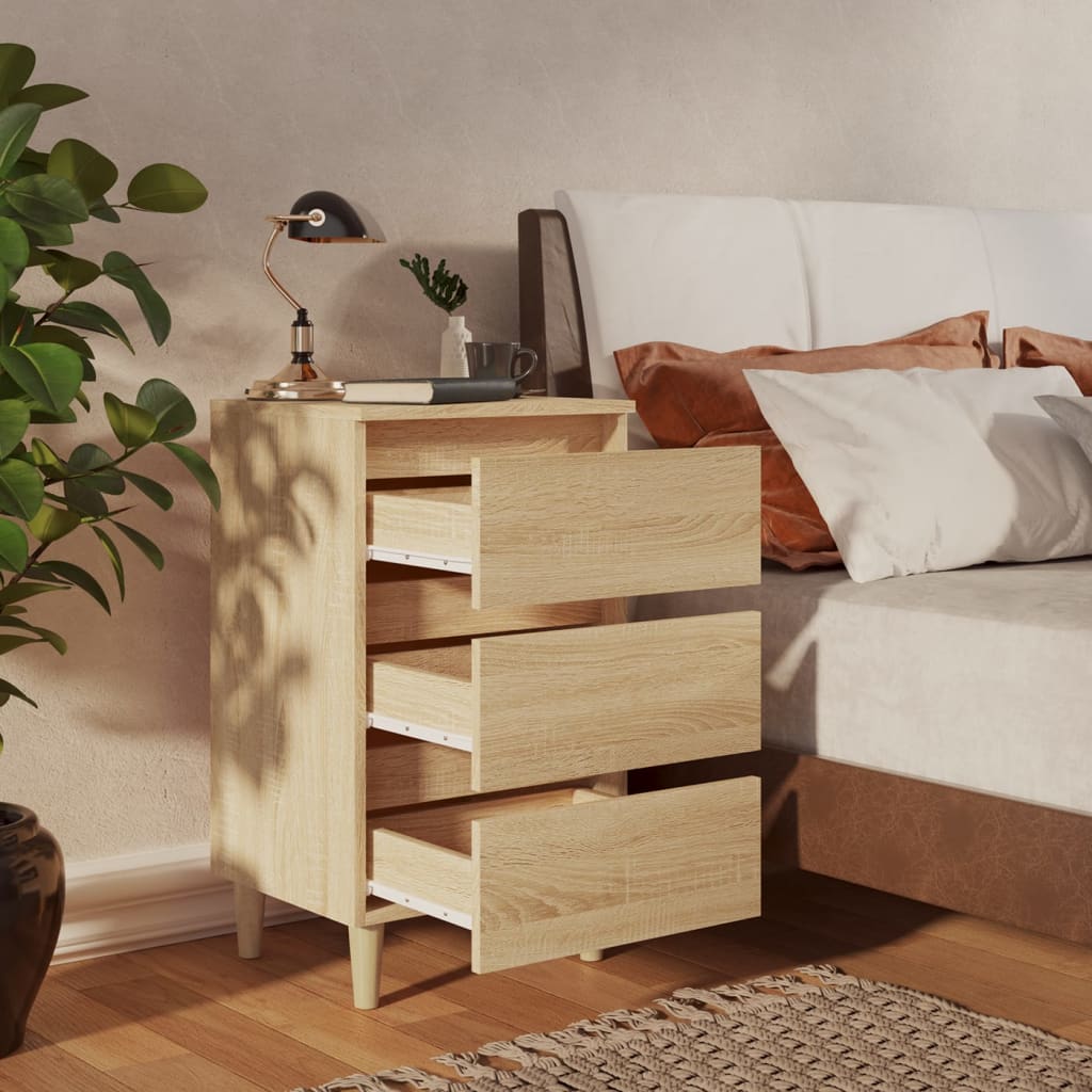 Bed Cabinet | Sonoma oak | Engineered wood, solid eucalyptus wood