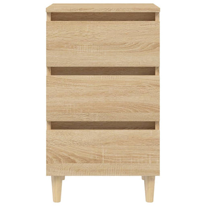 805893 vidaXL Bed Cabinet with Solid Wood Legs Sonoma Oak 40x35x69 cm