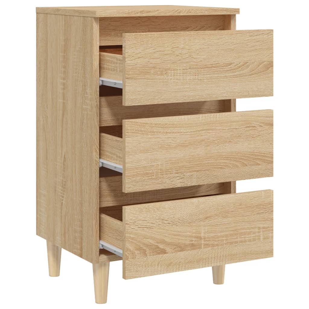 805893 vidaXL Bed Cabinet with Solid Wood Legs Sonoma Oak 40x35x69 cm