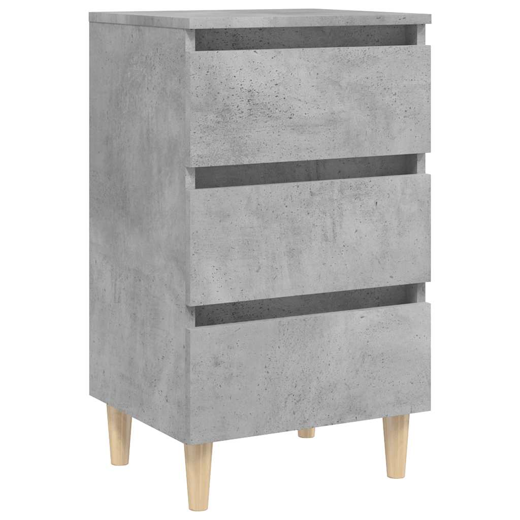 805895 vidaXL Bed Cabinet with Solid Wood Legs Concrete Grey 40x35x69 cm