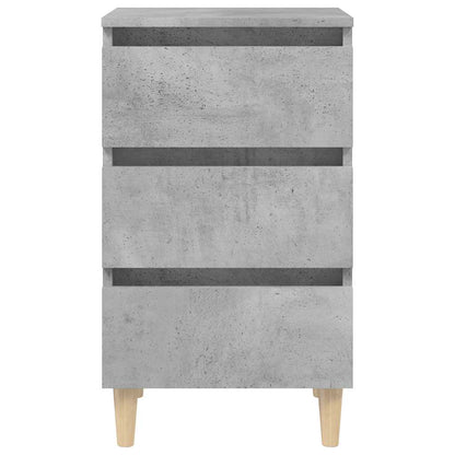 805895 vidaXL Bed Cabinet with Solid Wood Legs Concrete Grey 40x35x69 cm