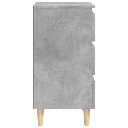 805895 vidaXL Bed Cabinet with Solid Wood Legs Concrete Grey 40x35x69 cm
