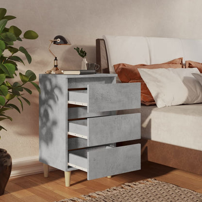 805896 vidaXL Bed Cabinets & Solid Wood Legs 2 pcs Concrete Grey 40x35x69 cm